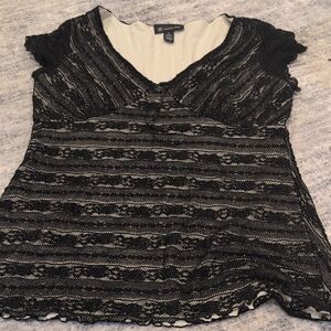 INC International Concepts Black and Cream Lace Top